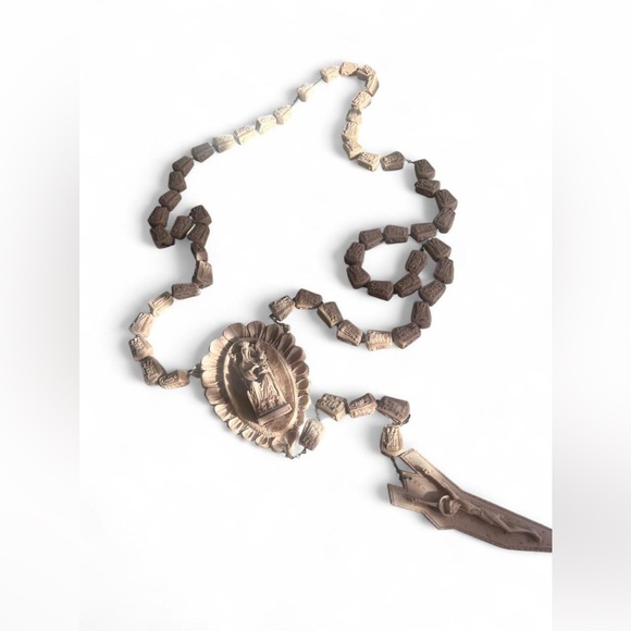 Vintage Large Italian Catholic Wall Rosary with Madonna & Child – Oversized